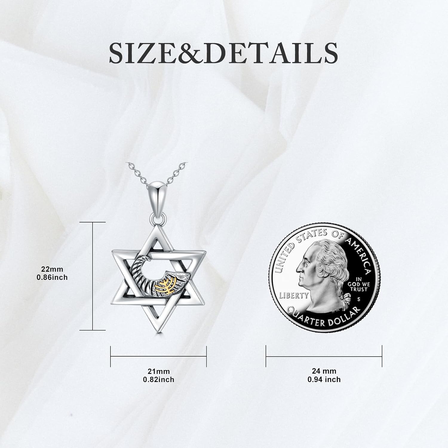 MONGAS Star of David Necklace Sterling Silver Star of David Pendant Necklace Star of David Jewelry for Women Men - Image 3