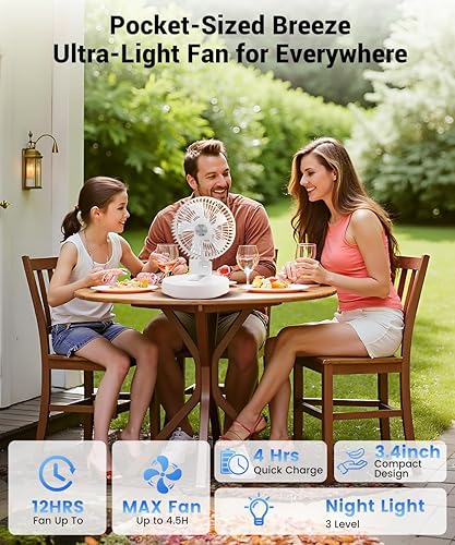 Miniatura 8 de Geek Aire Ventilador de refrigeración personal que sopla aire frío, ventilador de escritorio portátil recargable con LED, ventiladores oscilantes de