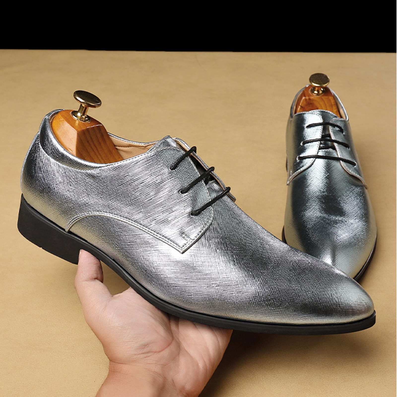 Scarpe Derby da uomo scarpe formali da uomo classiche scarpe stringate da uomo, Argento, 39 1/3 EU