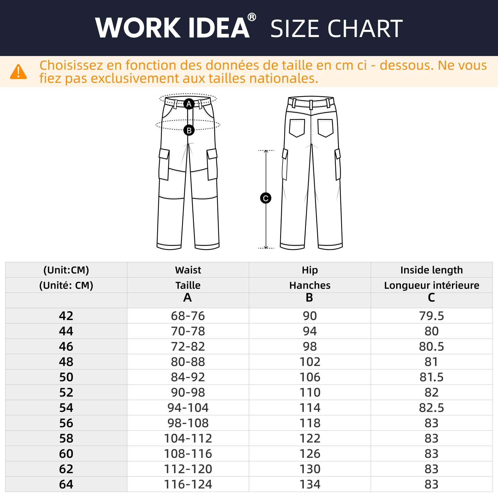 WORK IDEA Pantalon de Travail pour Homme avec Poches à Genoux Oxford en Toile résistante
