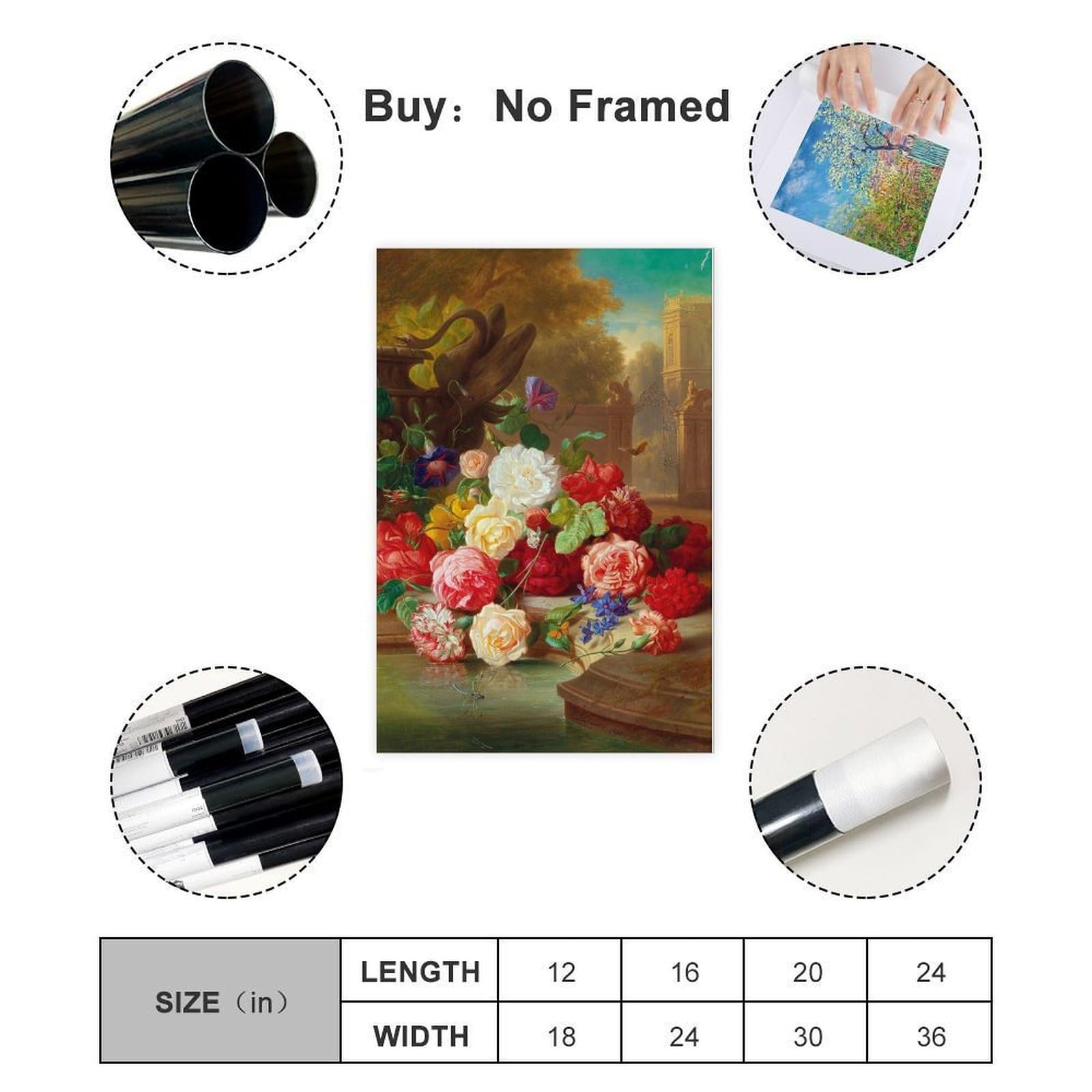Blumenstück Mit Schmetterling In Einer Parklandschaft Poster su tela per ufficio Decor Gift