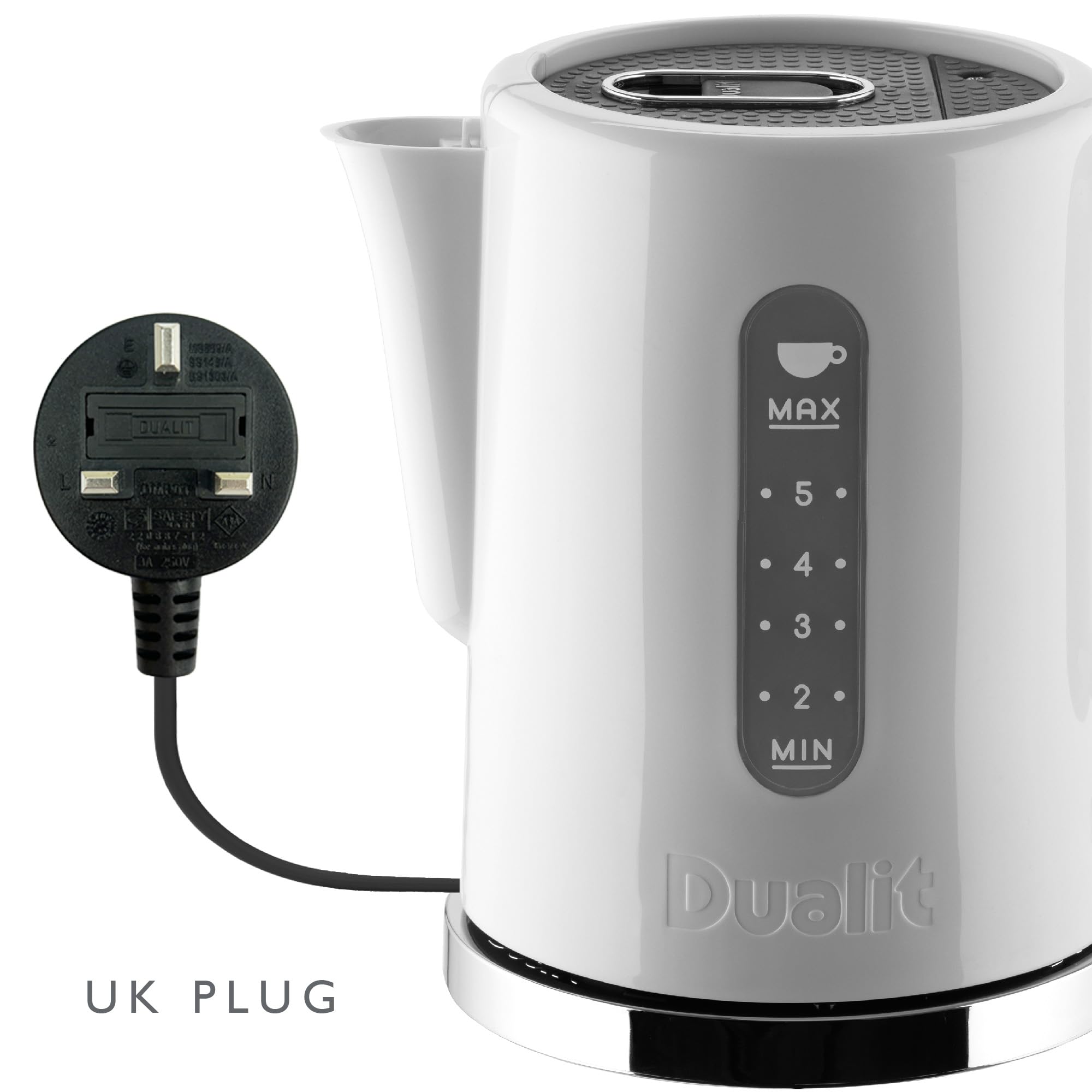 Dualit Lite 1.5L Jug Kettle, Polished Canvas White Trim, High-Gloss Finish, Fast Boiling, 72013 - View #12