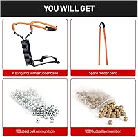 Vista 3 de Juego de tirachinas profesional para adultos: un simple pero potente tirachinas de caza y tiro con un robusto arco de tirachinas, 2 paquetes