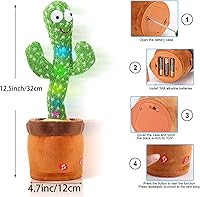 Vista 2 de VAIZIQ Juguete de cactus bailarín, juguete de cactus parlante, juguete de cactus repetitivo, peluche eléctrico de cactus bailarín para bebés que
