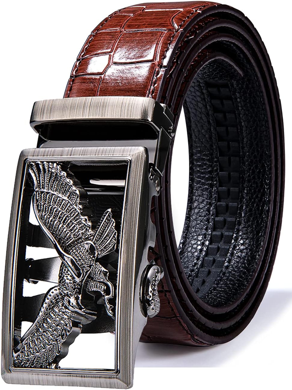 Luxury Mens Belt Gold Buckle Ratchet Animal Black Leather Gift Box Novelty Western Belt for Dress Jeans