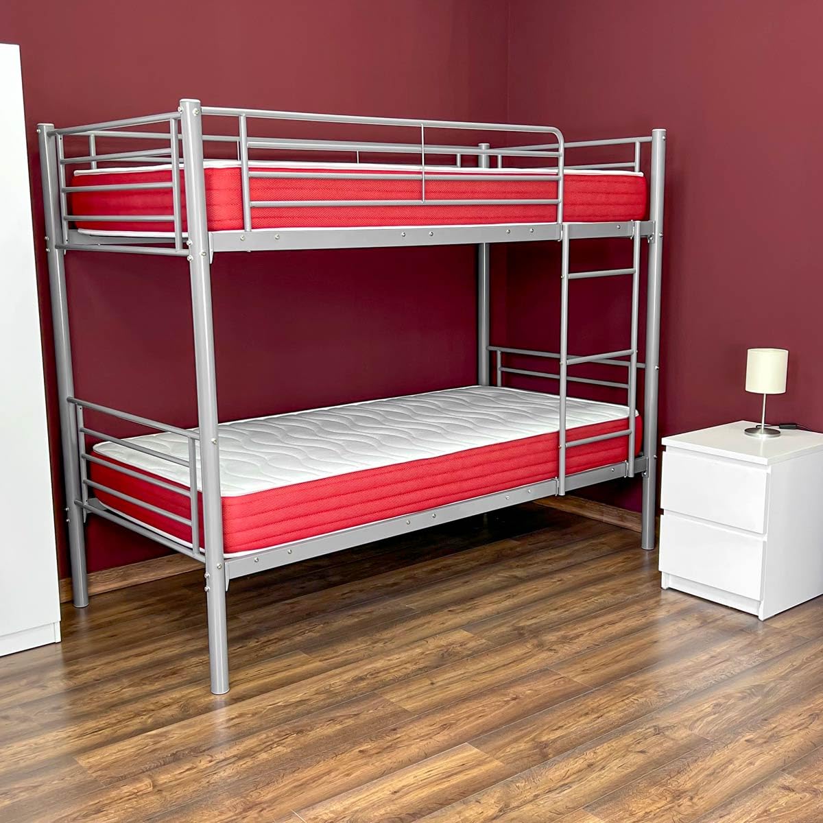 Somnia Descanso - Litera Reforzada Completa con Barandilla y Escalera Metálica, Modelo Rocky, Estructura Tubular, Práctica y Funcional, 90x190