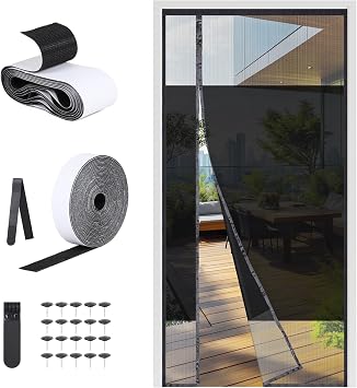 EFUTURETIME Fliegengitter Balkontür 100 × 210CM Magnet Insektenschutz Vorhang mit Sichtschutz, Fliegenschutz Tür ohne Bohren mit Klettband und Reißnägel
