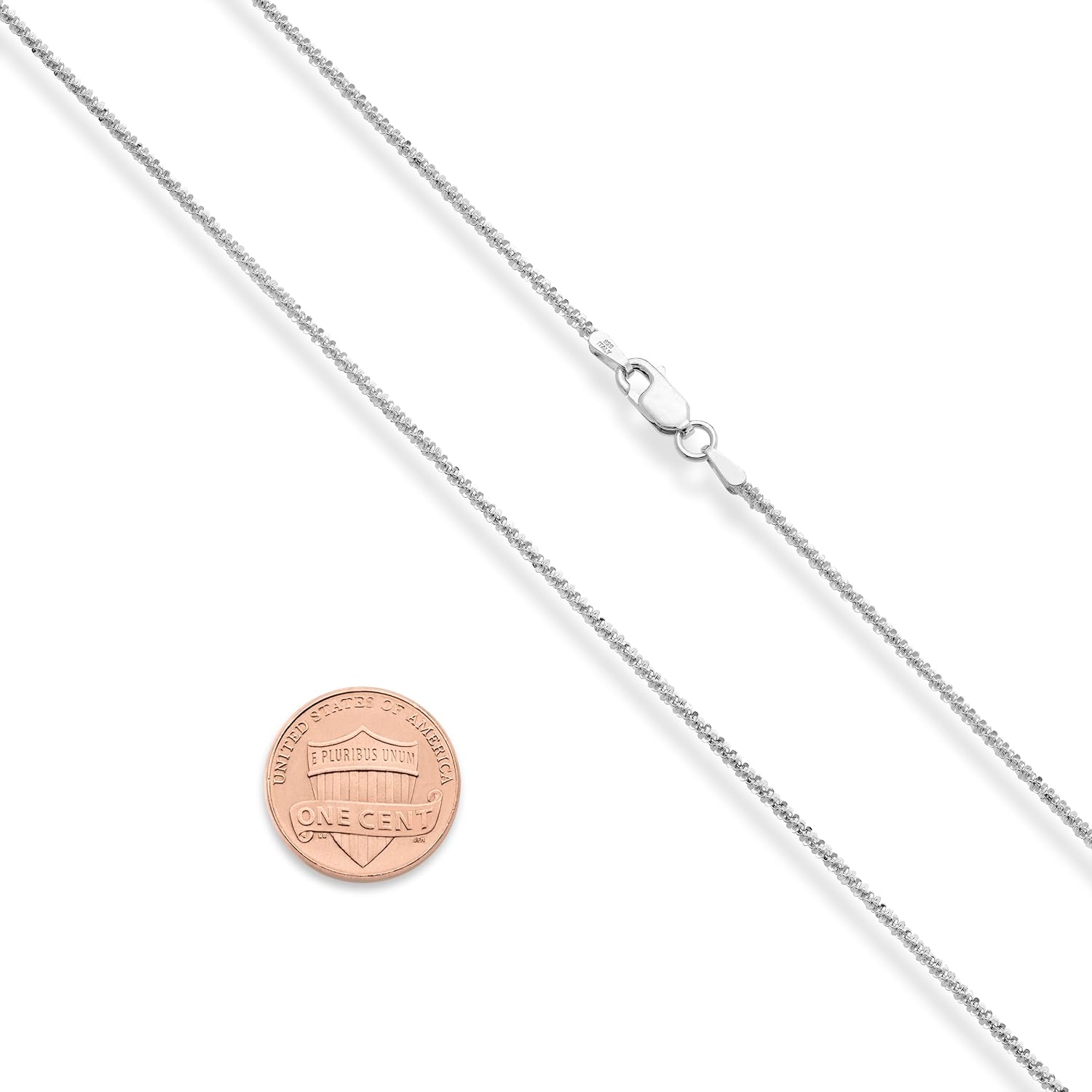 Miabella Italian 925 Sterling Silver or 18K Gold Plated 925 Sterling Silver Twisted Sparkle Chain Necklace for Women Made in Italy
