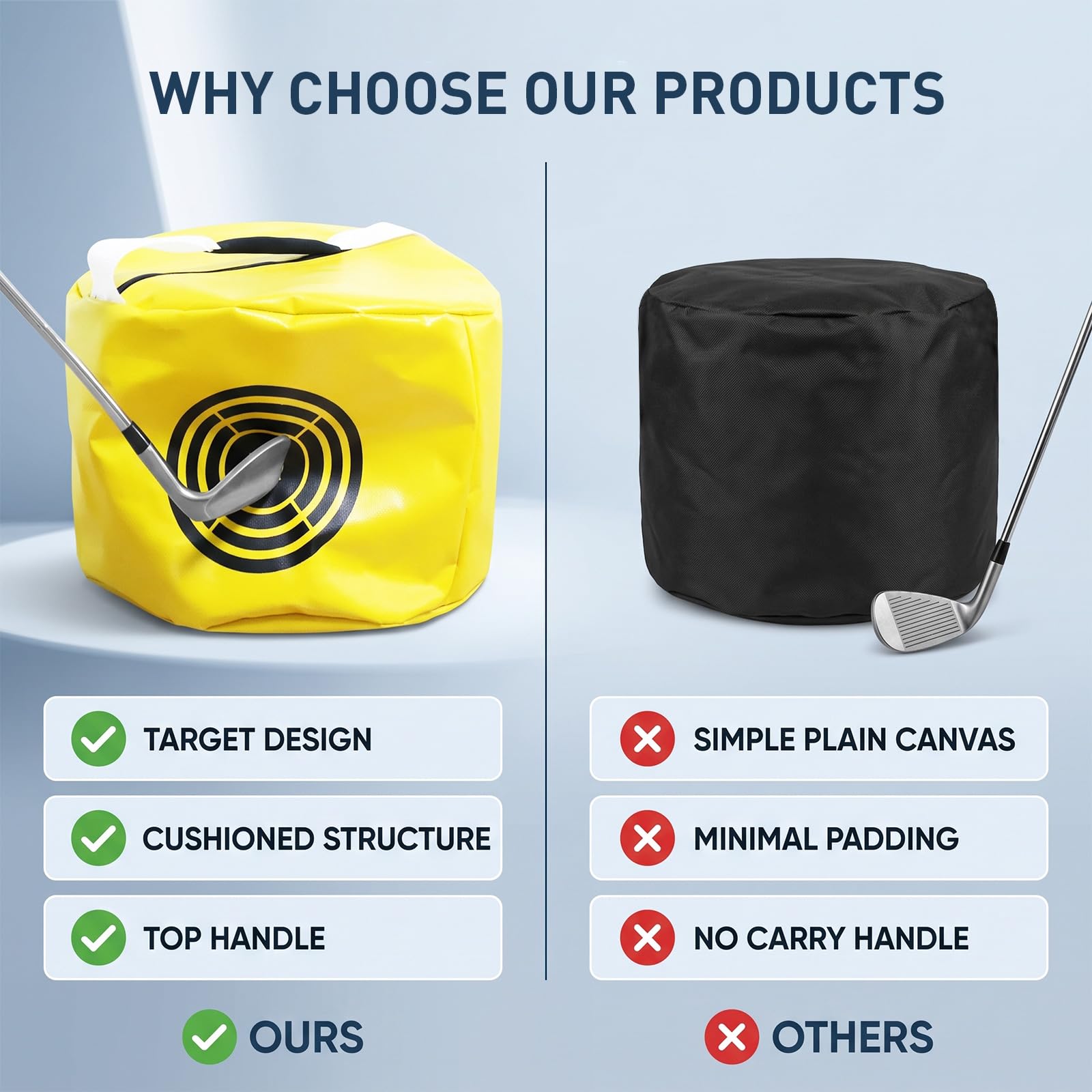 VEASAERS Bolsas de impacto de golf, bolsa de golpe con banda para el brazo, ayuda a entrenar, impermeable, duradera, regalos para hombres y mujeres, bolsas de impacto de golf