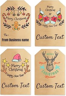 Custom Christmas Labels,Kraft Stickers for Business,Personalized Handmade,Homemade Seals of Weddings, Birthday Parties, Gifts,1.5 inch 120 Pack (Christmas)