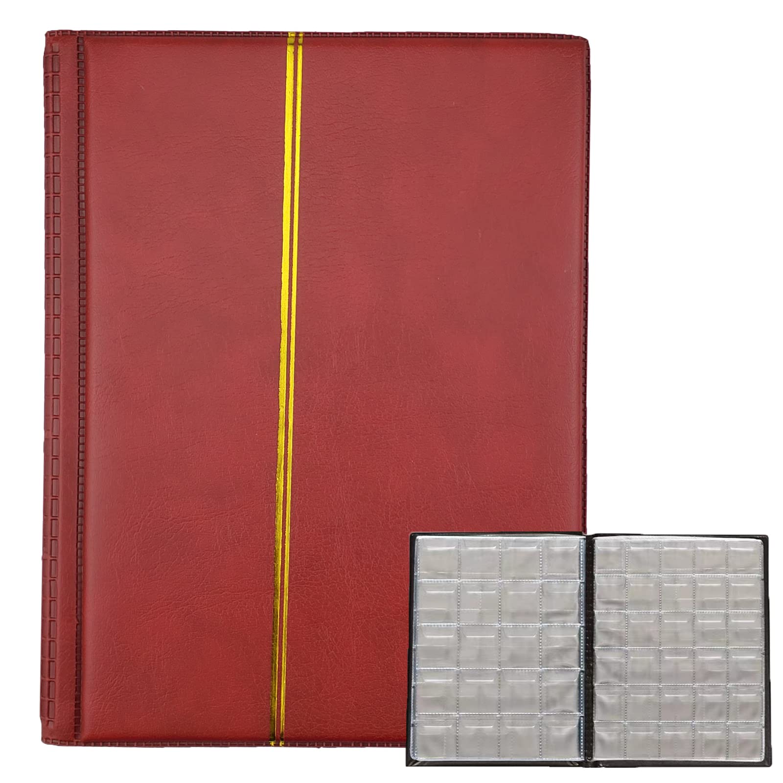 Album De Collection Pour Pièces De Monnaie - 250 Pochettes, 10 Pages, Couverture Rigide (Noir/Marron/Rouge) - 4