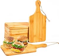Benhurb 12 Pack Bamboo Cutting Boards 11x5 Inch with Handles - Mini Charcuterie Serving Boards for Cheese, Bread, Fruit, Kitchen Chopping