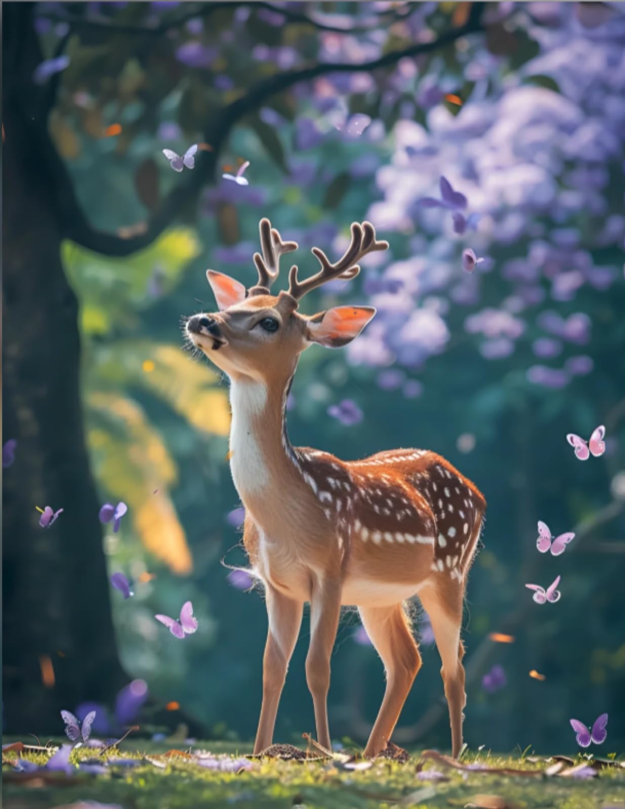 Stithej Stamped Cross Stitch Kit Butterfly Deer 11CT for Adult Beginners
