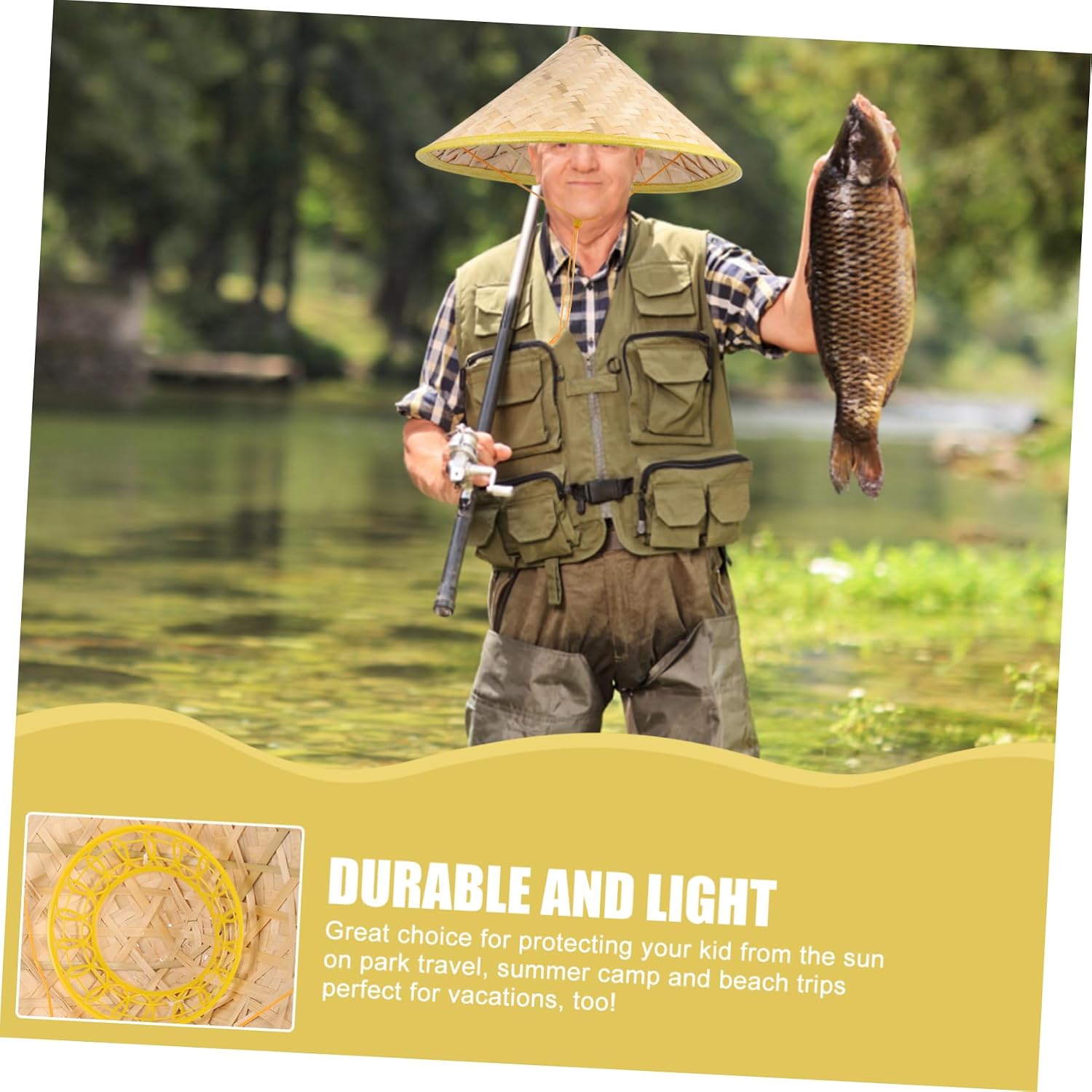 FRCOLOR 3pcs Cone Hats for Adults Traditional Chinese Straw Farm Hats Rain-Resistant Performance Props for Outdoor Activities and Events