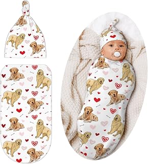 Golden Retriever Swaddle Blanket, Dog Pattern Unisex Baby Stuff, Soft Sleeping Bag Sack, Golden Retriever Items Stuff for Baby