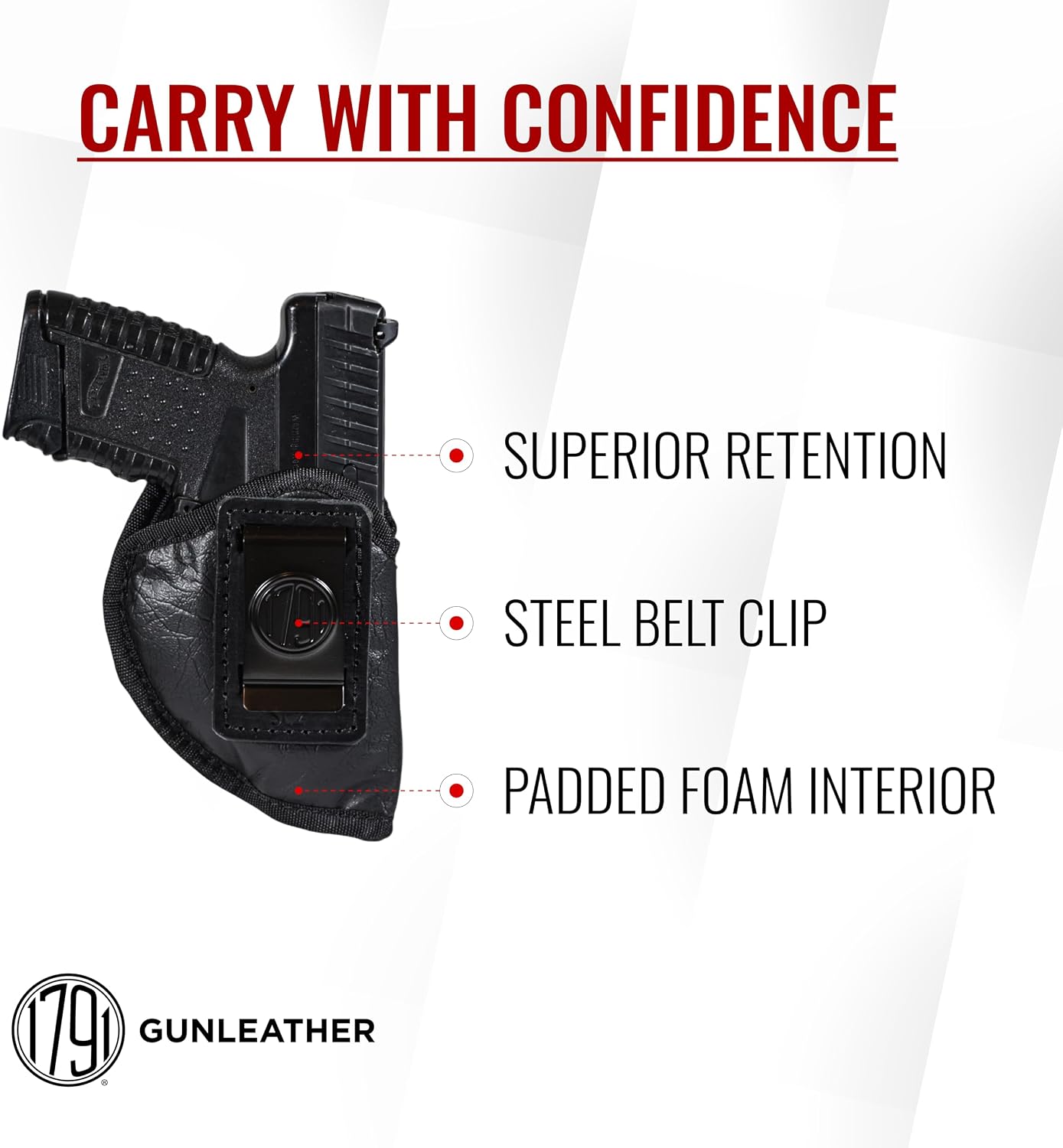 1791 EcoCarry Gun Holster - IWB Holster fits Glock 26, Taurus G3C, Beretta APX A1 Carry, FN 590 Compact, Springfield XD Mod 2 and Similar Sub Compact Pistols