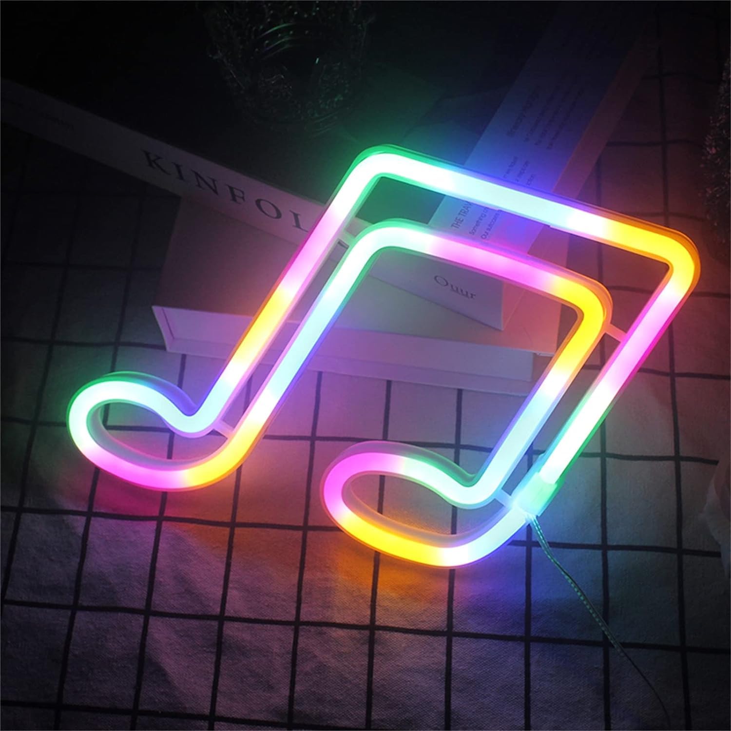 Letreros de neón con forma de música, el regalo ideal para músicos con alimentación por pilas