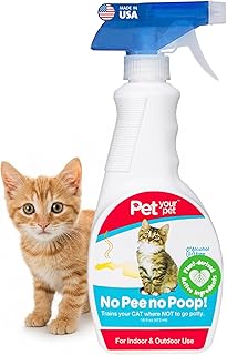 Cat Potty Training Spray No Pee No Poop, 16 Fl Oz, Non Toxic Spray for Cats Only, Natural Pee Deterrent, Stops Urine Marking and Pooping, Indoor Outdoor Keep Off
