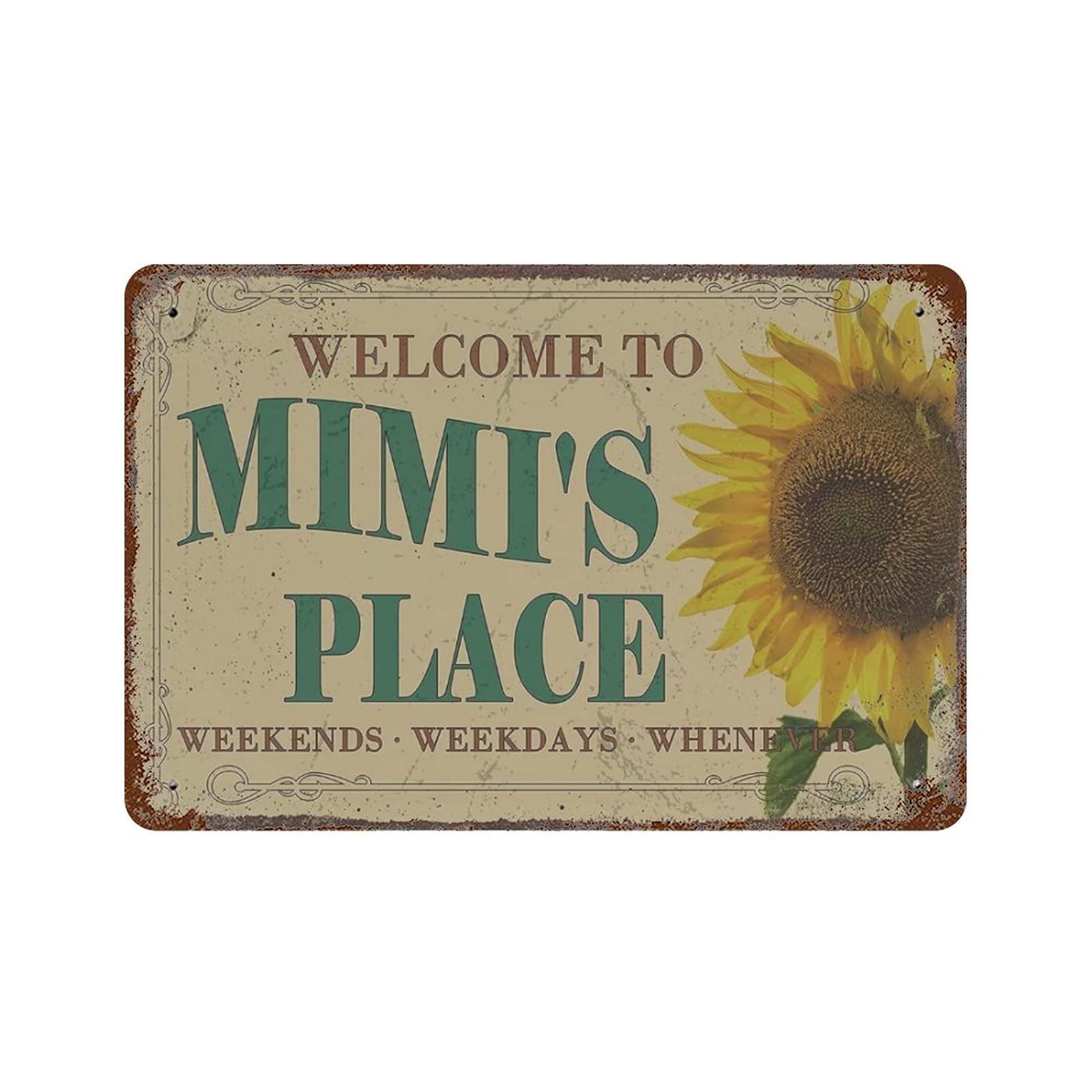 AOOEDM Welcome to Mimi's Place Metal Sign for Home Coffee Garage Wall Decor Vintage Poster Bar Signs for Home Bar Retro Metal Tin Sign