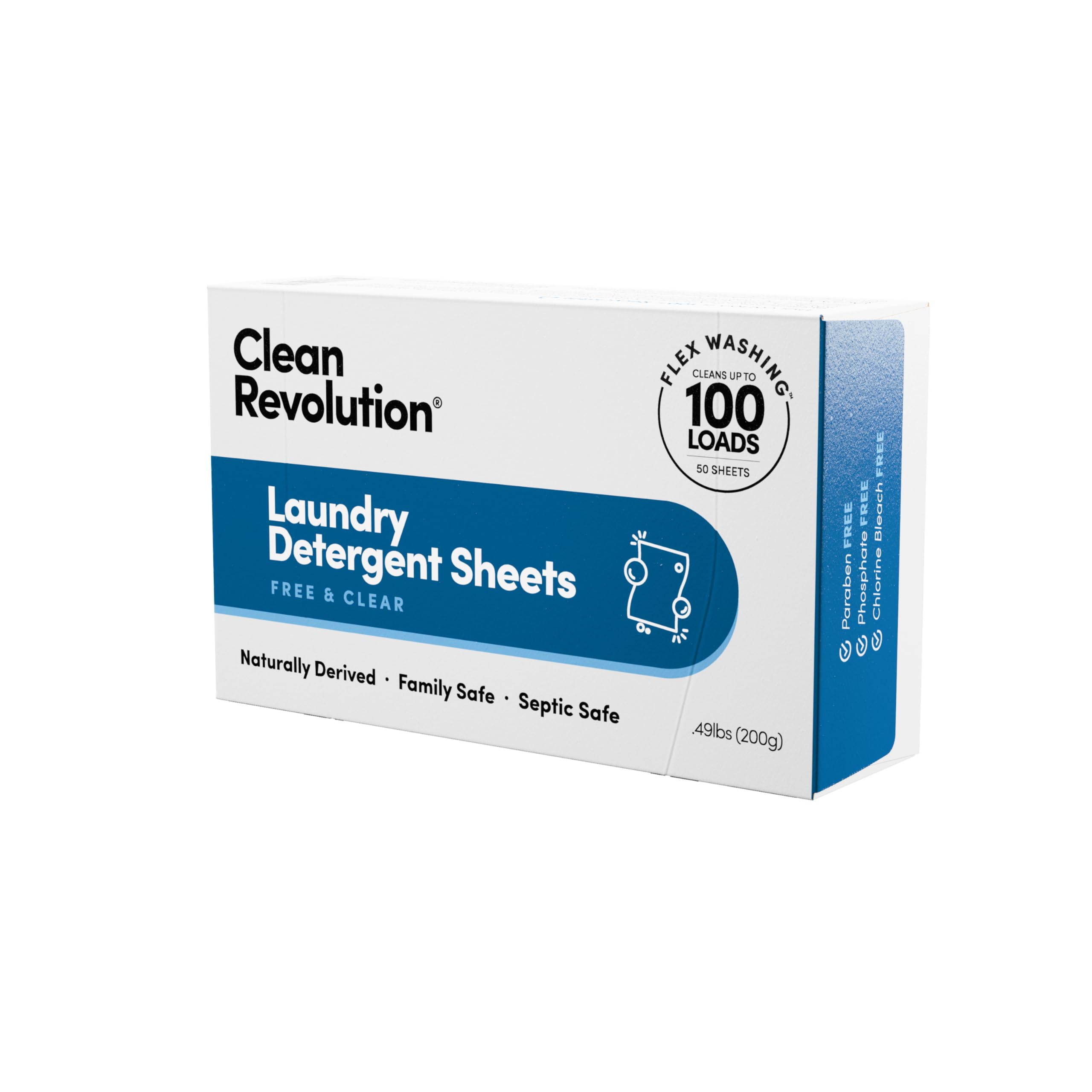 Clean Revolution Laundry Detergent Sheets, 50 Sheets, 100 Loads