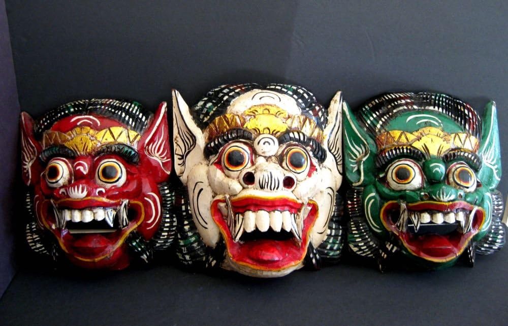 OMA® Barong Mask Protection Mask Statue Good Luck Fortune African Bali Mask FEDERAL TRADEMARK LOGO ON MASK