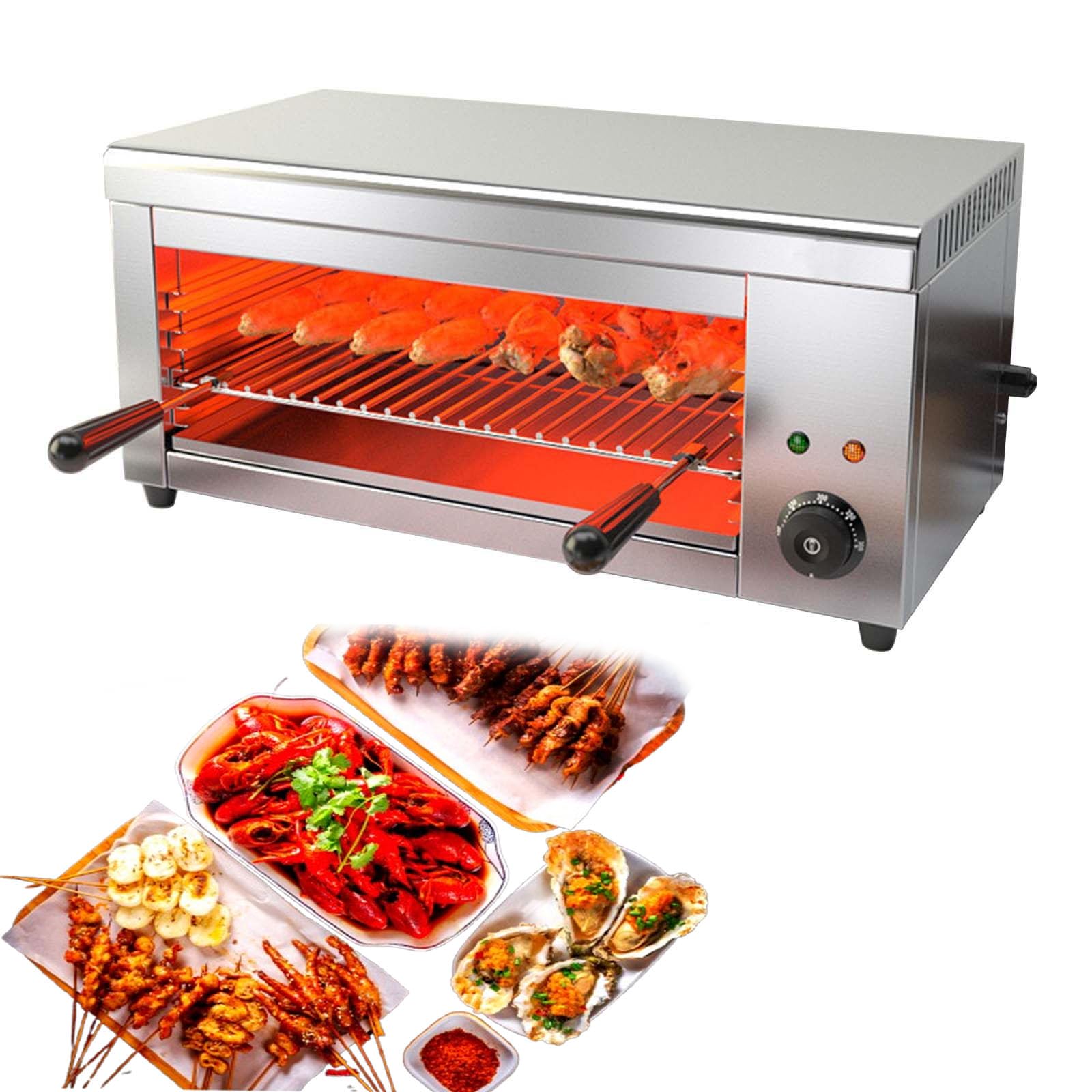 Salamandra Eléctrica Profesional De 2000 W, Gratinador De Acero Inoxidable con Temperatura De 50–300 °c, Parrilla Ajustable En 4 Alturas Y Bandeja Recogegotas