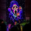 Simpkeely Blacklight Horror Face Tapestry, UV Reactive Ghost Wall Hanging Tapestries, Glow in the Dark Party Backdrop Tapestry for Bedroom, Living Room - 130cm x 150cm