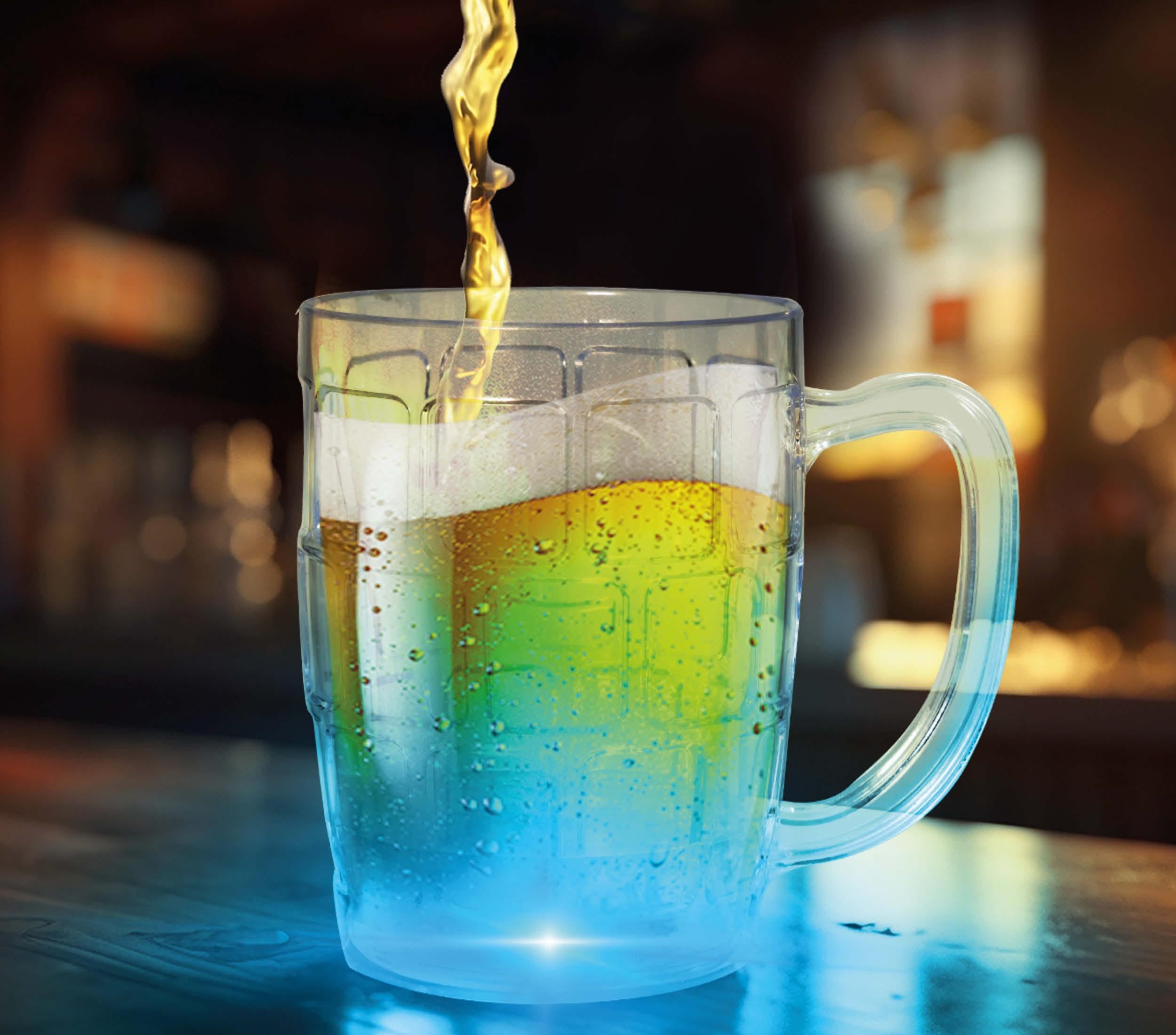 FIESTAS GUIRCA | Beer Cup with Light (16.9 oz) (7.7 in) - Reusable Table Decoration for Stag Do and Celebrations - Ideal for Bachelor Party - Clear