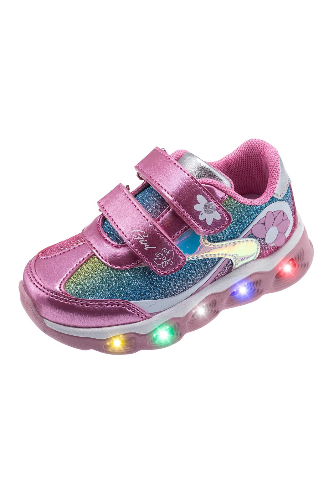 Chicco, Baskets pour Fille avec Semelle Lumineuse et Fermeture à Double Scratch, Chaussures pour Filles, Designed in Italy
