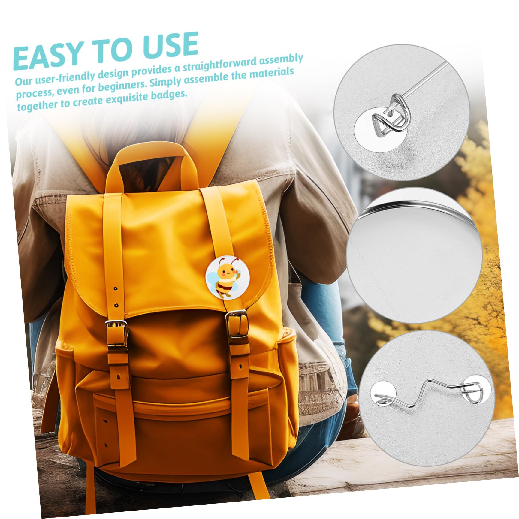 Kit per Creazione di Badge Tondi 58mm, 100 Set in Ferro Argento