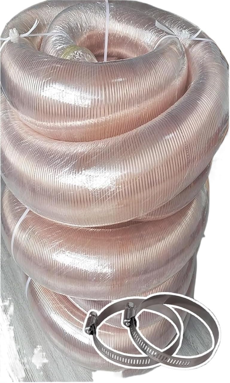 Tubo flessibile per aspirazione polveri in PU, Clear PU Dust Collection Hose Flexible Vacuum Hose Multiple Sizes For Woodworking(L 5m(16.4 Ft),Dia 40MM (1.6 Inch))