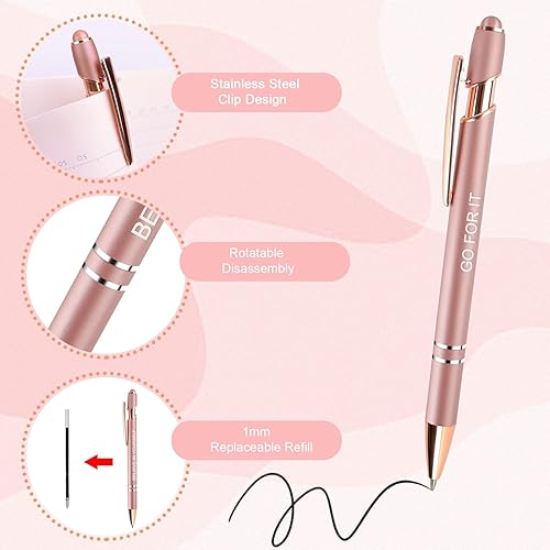 Miniatura 7 de Enyeopd 12 bolígrafos con citas motivacionales para oficina, mujeres, inspiradores, con punta de lápiz capacitivo, bolígrafos de escritura