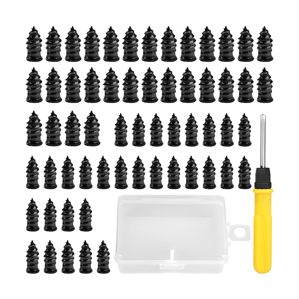 60PCS Car Tire Repair Nail Kit 2 Size Rubber Spiral Vacuum Tire Screw with Screwdriver Fast Self-Service Automotive