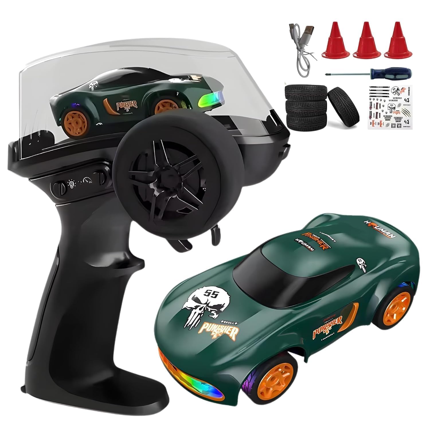 Amitasha 1:64 Mini RC Drift Car with LED Lights