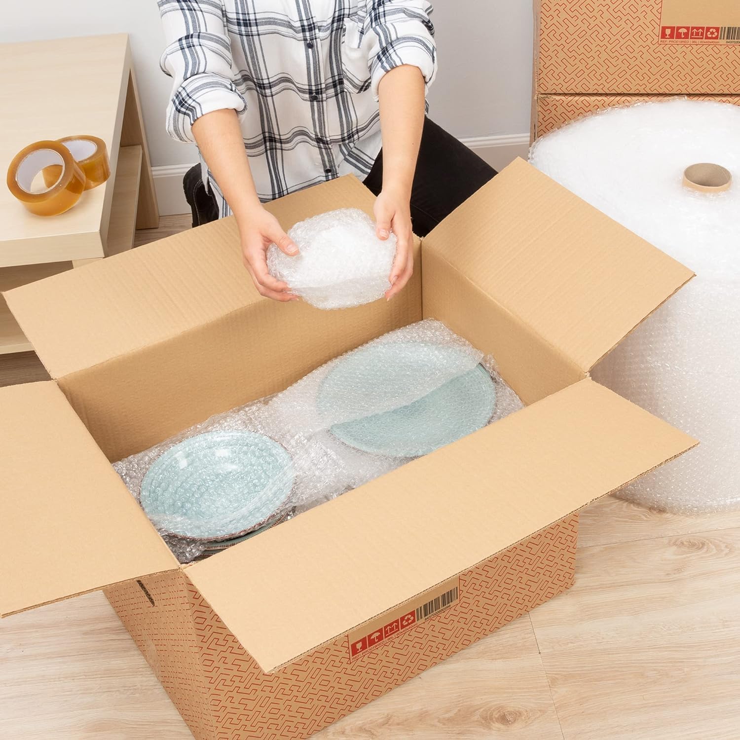 Rollo Plastico Burbujas Embalaje, 50cm (A) y 100m (L). Papel burbuja perfecto para Protección de Objetos Frágiles, Mudanzas, Embalajes y Envíos