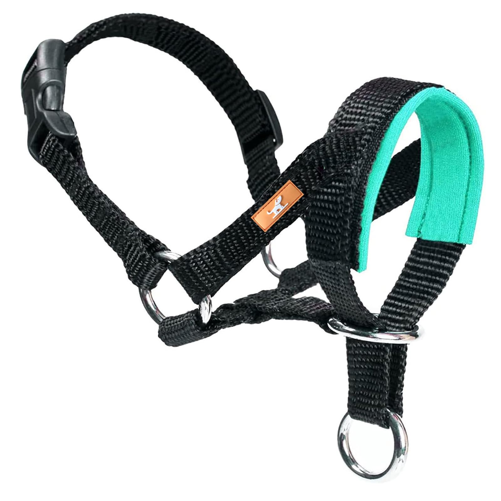 Collar para la cabeza de perro con tela suave, arnés para la cabeza para evitar tirones del perro, correa para la cabeza para perros pequeños, medianos y grandes (M, verde)