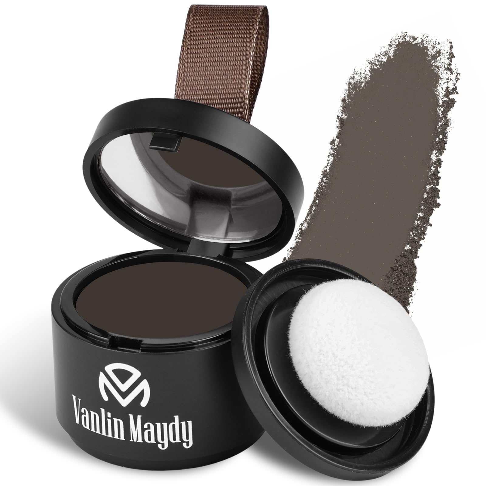 Hair Root Touch Up and Hairline Powder - Professional Concealer With Mirror and Puff, Windproof and Sweatproof Shadow (Gray Brown)