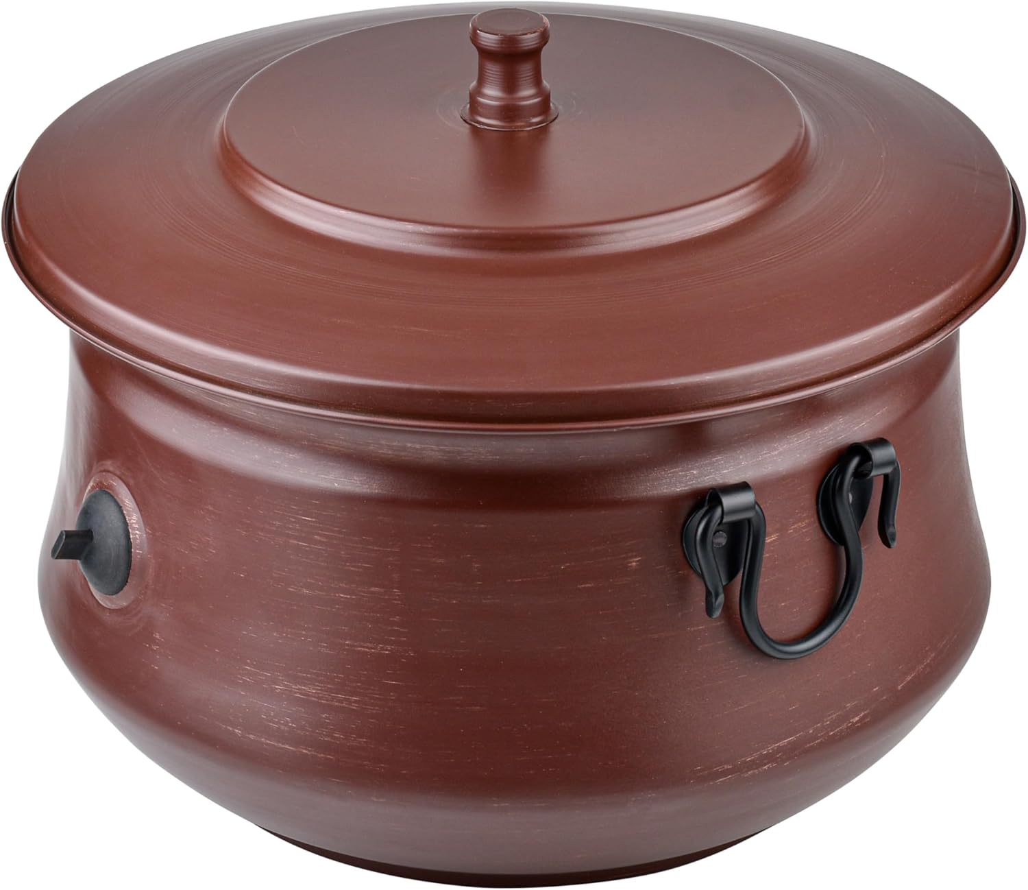 Decorative Garden Hose Holder Pot Storage with Lid 19x15.25" for Yard, Indoor & Outdoor Use - Water Hose Container, Handmade (Cobble Creek Brushed Bronze)
