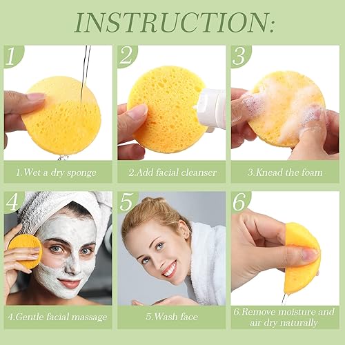 Vista 13 de Sieral 120 esponjas faciales comprimidas, esponjas faciales naturales desechables, almohadillas redondas suaves con recipiente para lavar la cara