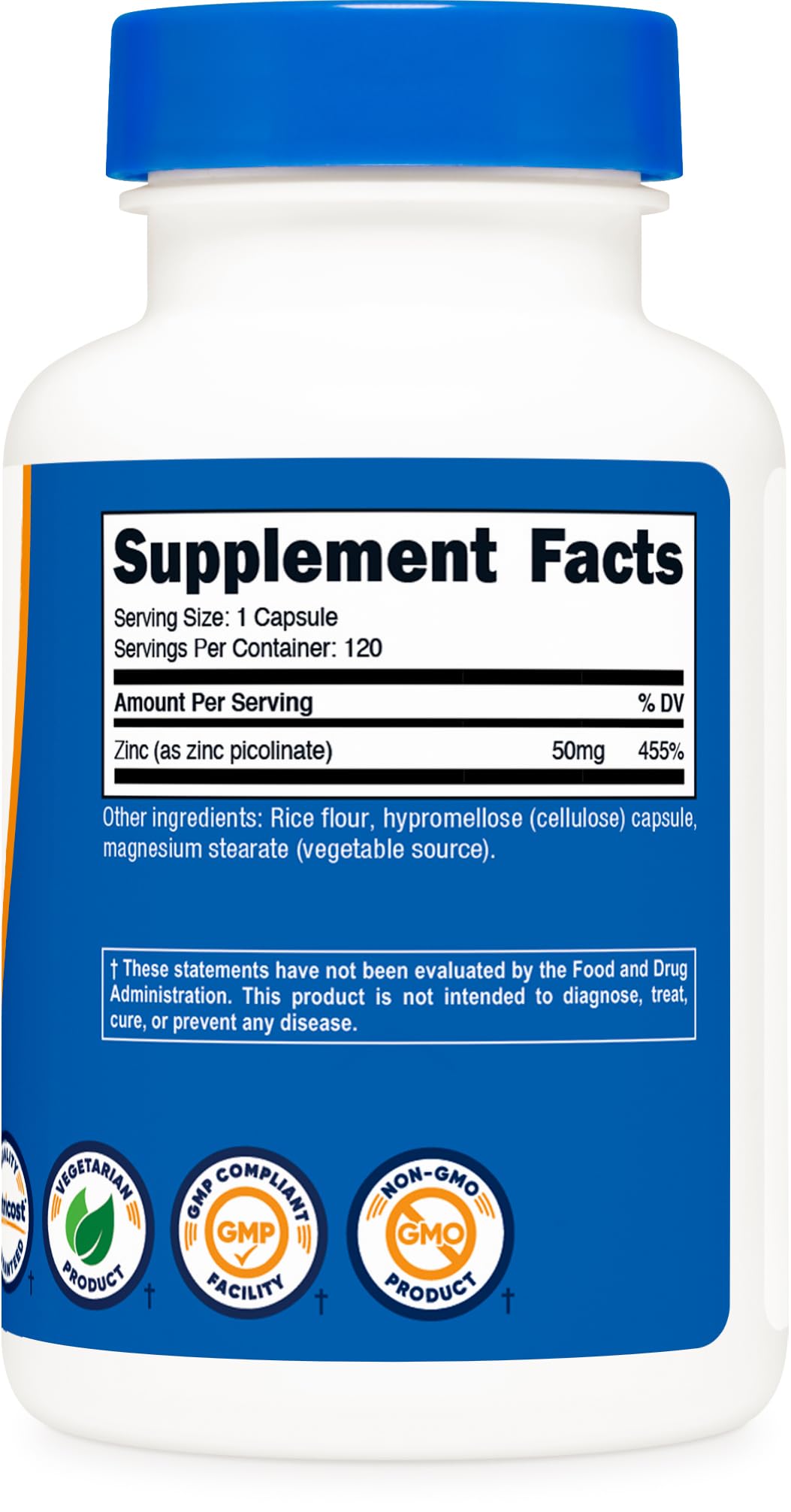 Nutricost Zinc Picolinate 50mg, 120 Vegetarian Capsules, Gluten-Free — Amazon image 5