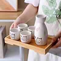 猫 ミニ徳利（とっくり）おちょこセット５点【ヴィンテージ】 昭和レトロ 猫 ミニ徳利（とっくり）おちょこセット5点【ヴィンテージ