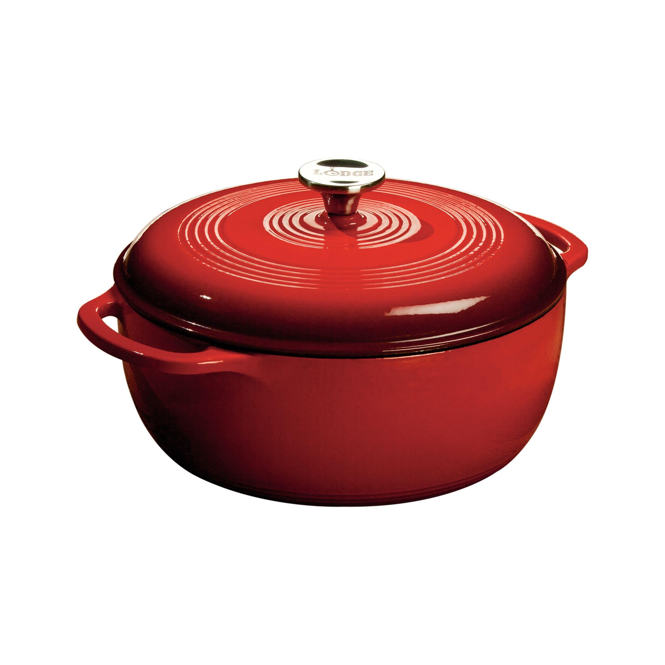 Lodge Essential Enamel Cast Iron Dutch Oven 6 Quarts Island Spice Red