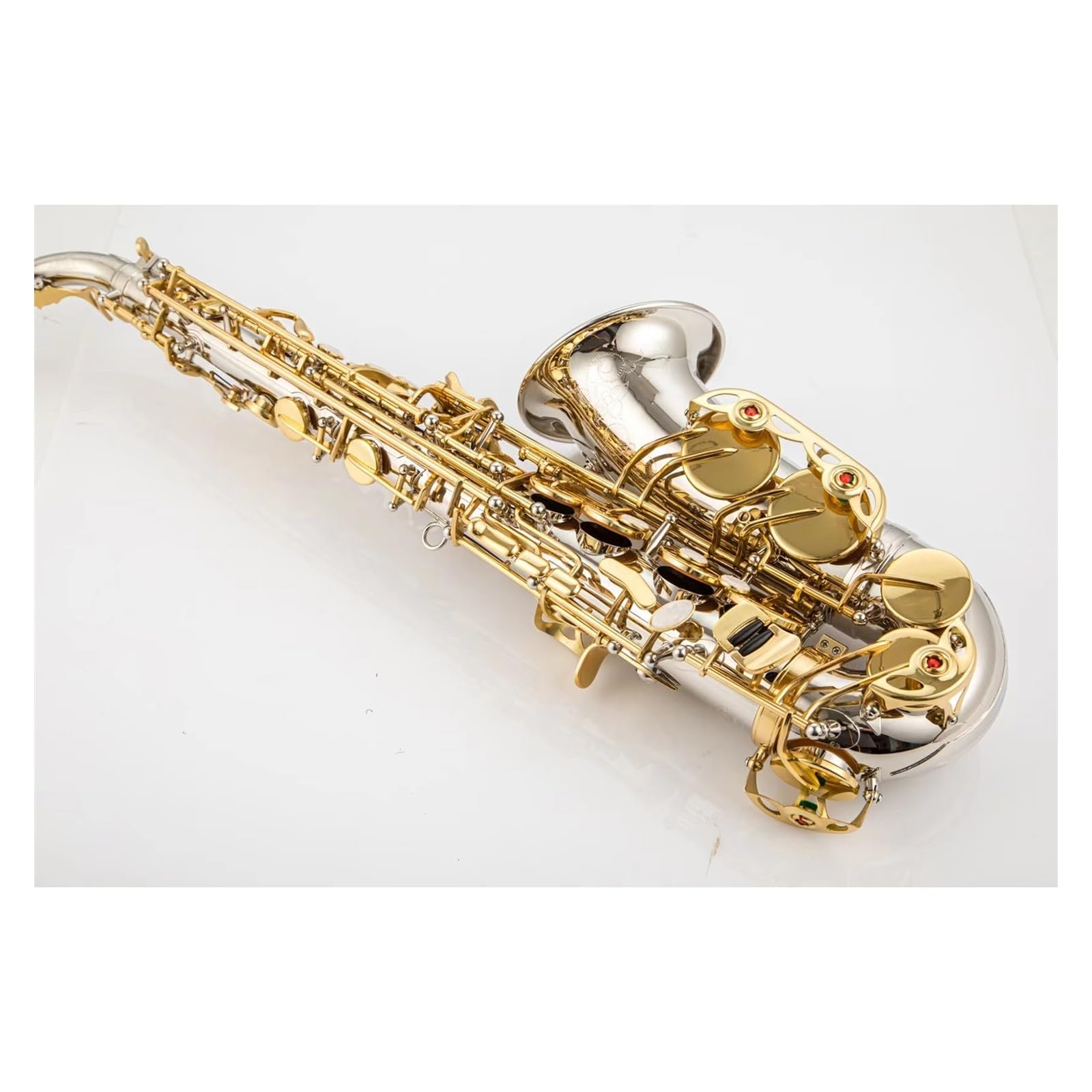 Mib Tune Alto Saxophone E-Flat Nickel Plaqué Or Clé Instrument De Musique Avec Étui Saxophones pour Etudiants