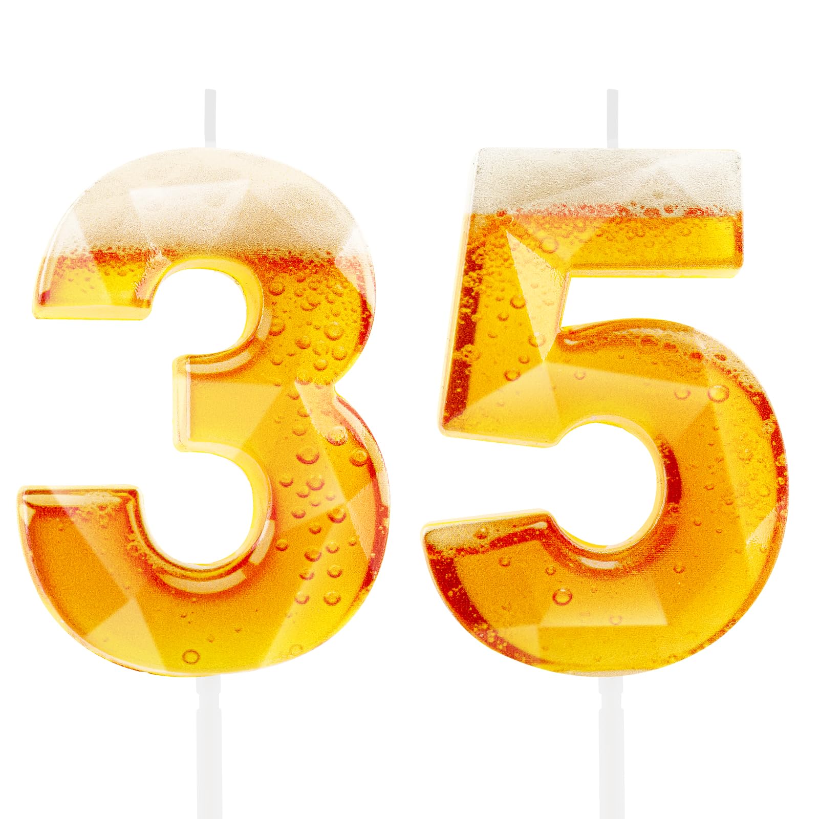 Funny Beer Themed Birthday Candles for Men, 35th Birthday Cake Topper Decorations for Beer Lovers, Novelty Design Party Supplies for 35 Year Old Dad Husband Grandpa