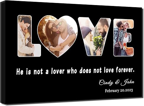 CXHOSTENT Personalized Photo Collage Print Custom Multi Photos Canvas Poster with Your Photos Customized Collage Pictures Canvas For Home Decor Framed collage-6, 8.00" x 12.00"