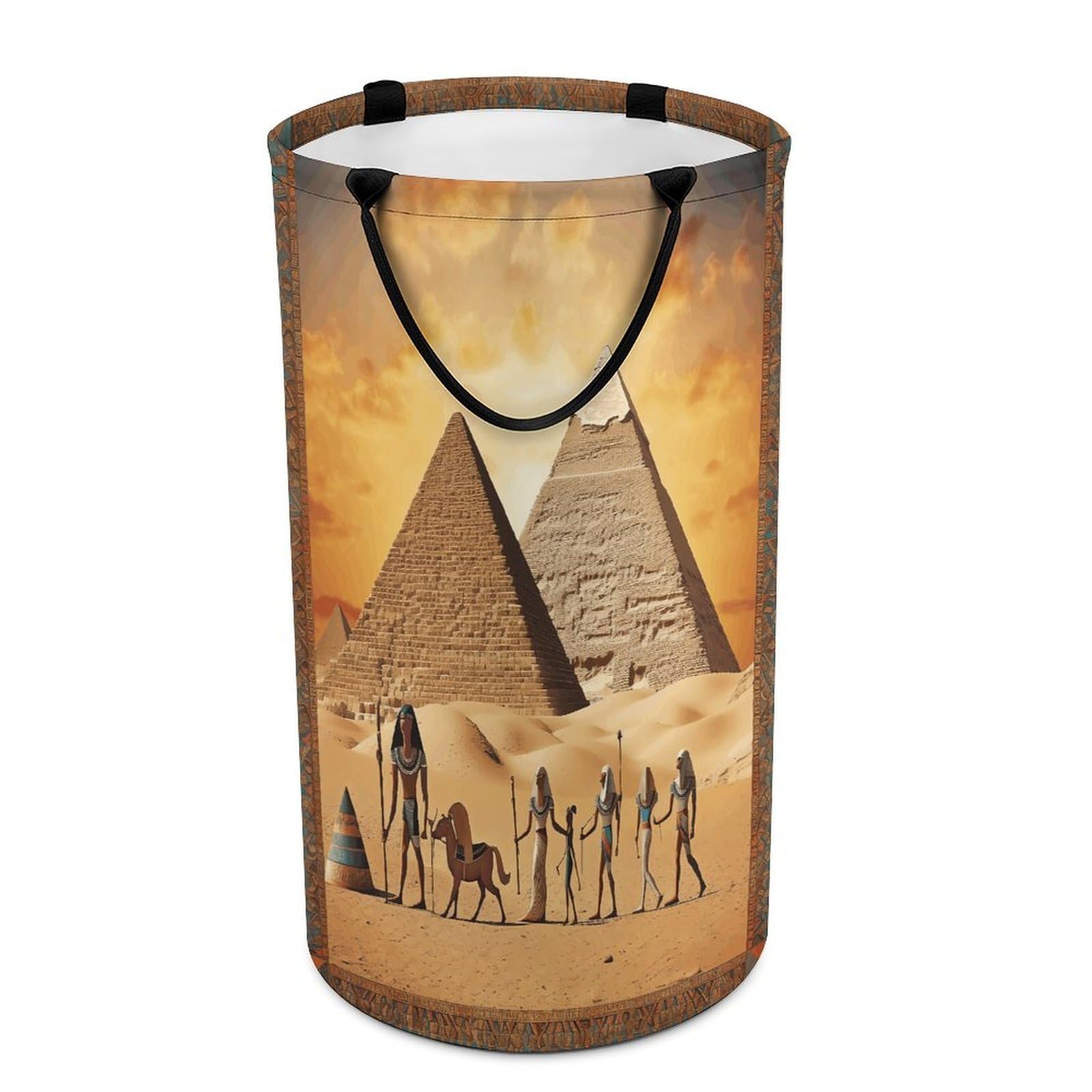 Ancient Egypt Laundry Basket Large Foldable Laundry Hamper with Handles Freestanding Collapsible Clothes Basket Waterproof Portable Dirty Clothes Hamper for Bathroom 86L
