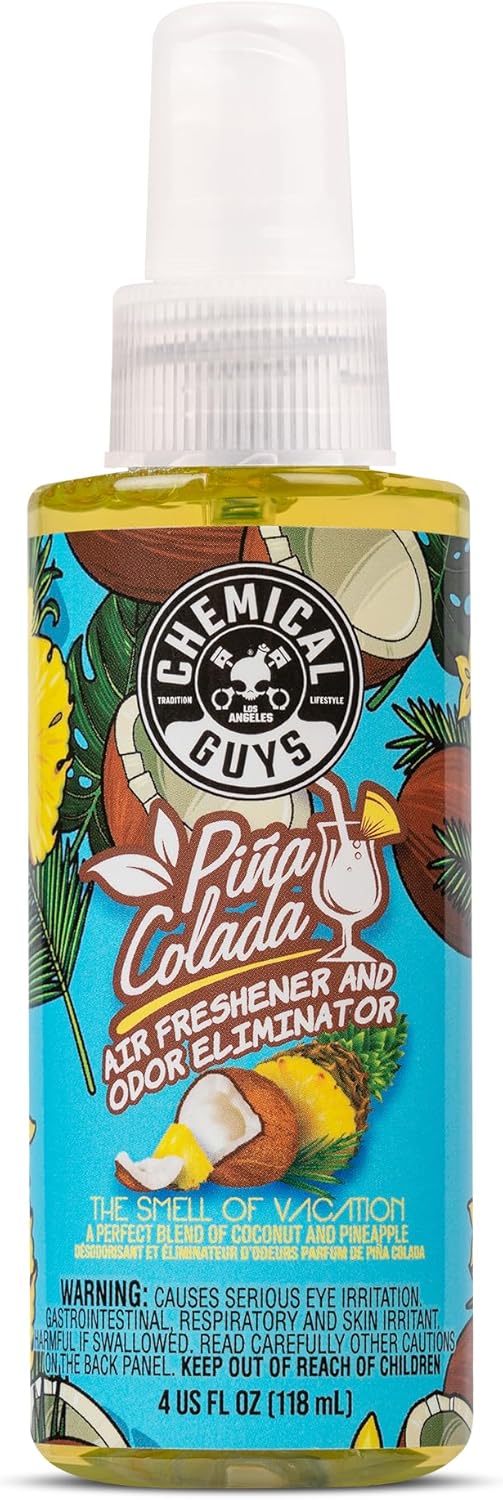Chemical Guys Piña Colada Premium Car Air Freshener & Odor Eliminator Spray, 4oz Tropical Pineapple Coconut Scent