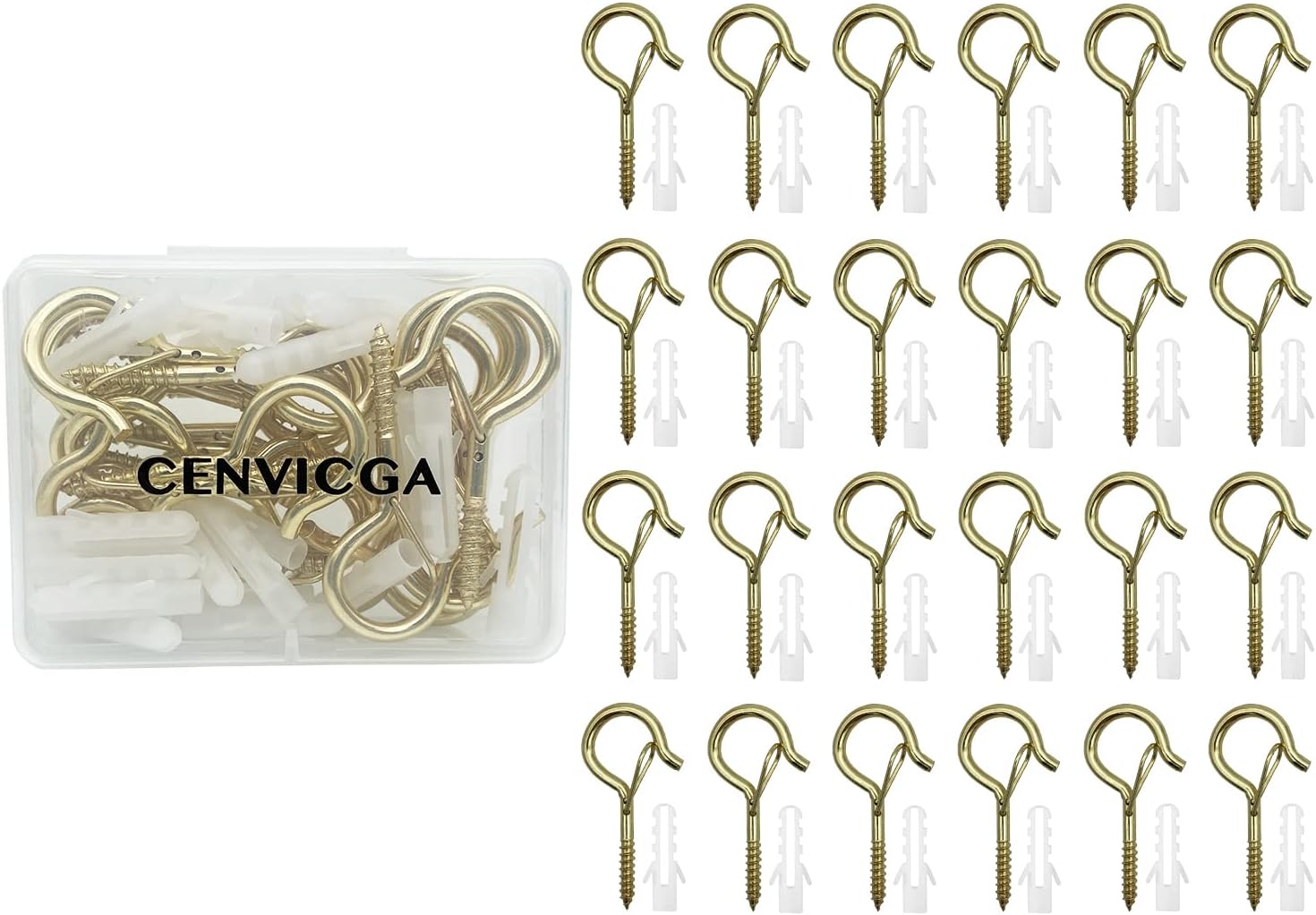 24 Pieces CENVICGA QHanger Hooks for Outdoor Lights Screw Cup Hook