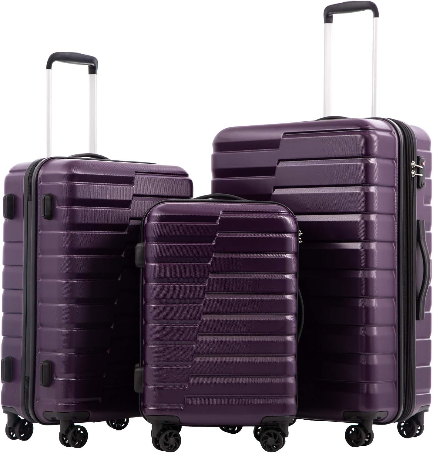 Luggage Expandable Suitcase PC ABS TSA Luggage 3 Piece Set Lock Spinner Carry on (purple, 3 piece set)