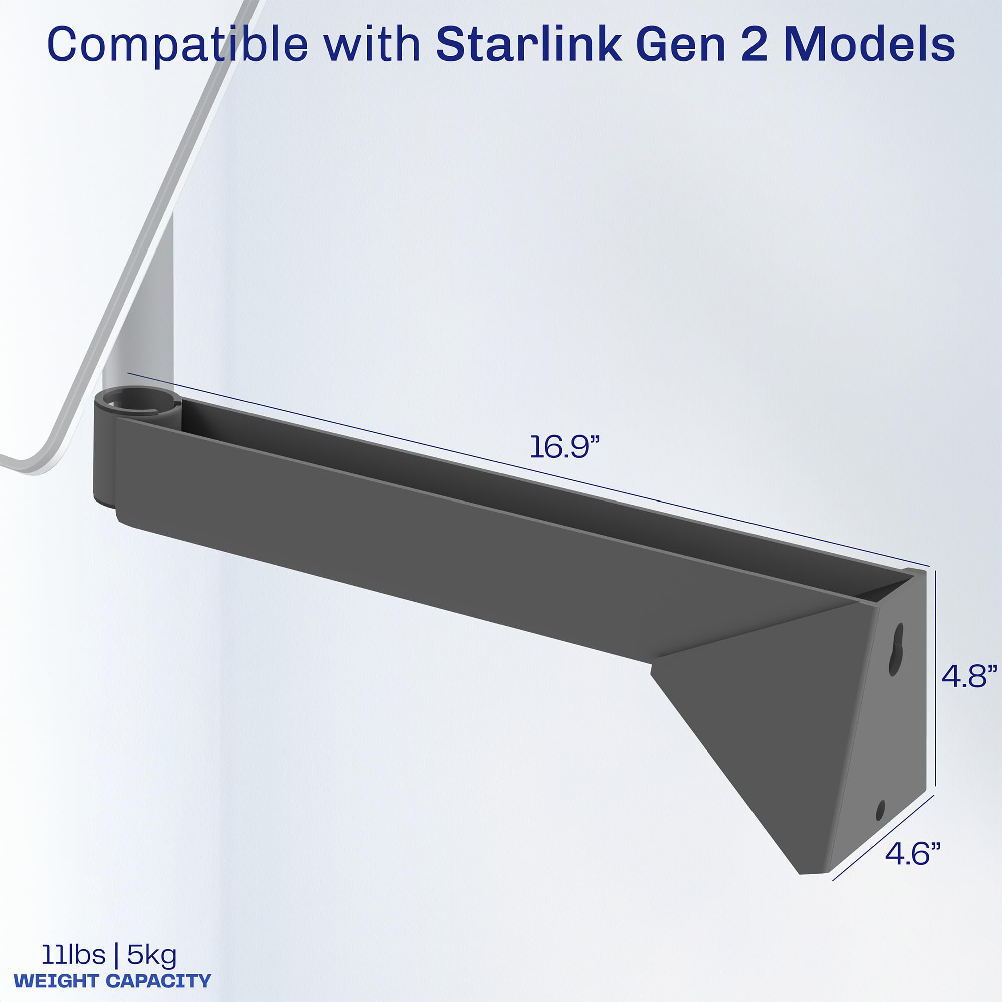 VIVO Support mural extensible à bras long conçu pour antenne satellite Internet Starlink Gen2, gris, Mount-SLINK2